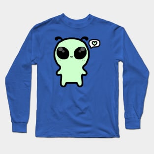 Cute green alien doodle Long Sleeve T-Shirt